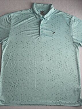 Callaway XL Aqua Performance Golf Polo Geometric Print Stretch Shirt